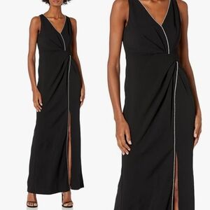 NWT Adrianna Papell Sleeveless Draped Halter Knit Crepe Long Dress Size 4